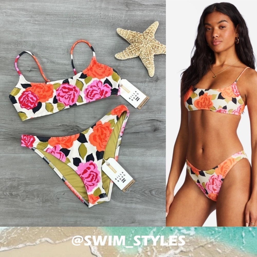 ☀️BILLABONG☀️ Magic Gardens Skinny Mini Crop MAGIC GARDEN HIKE BIKINI SET